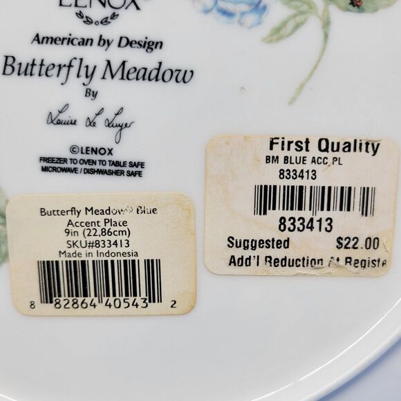 Lenox Butterfly Meadow Luncheon  Plates Scalloped Rim 9" First Quality  Set of 2 - Picture 9 of 12